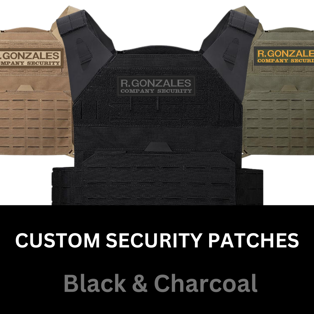 Custom Security Embroidered Patch - Black & Charcoal