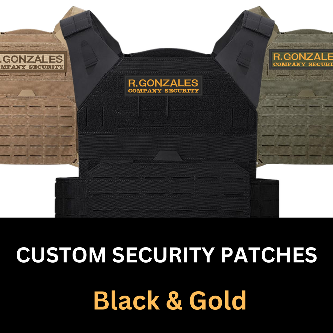Custom Security Embroidered Patch - Black & Gold