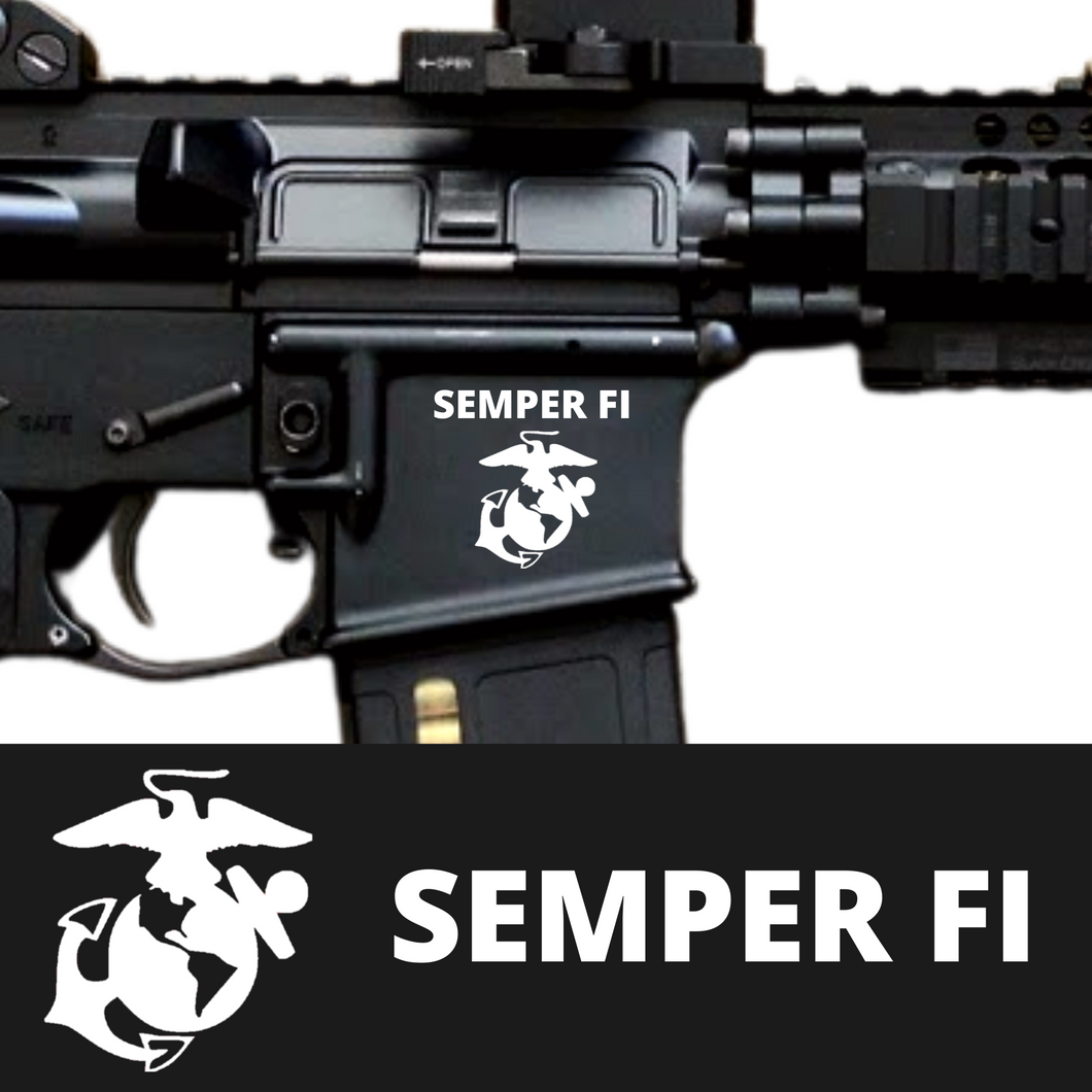 Semper Fi with Marine Emblem - AR Decal